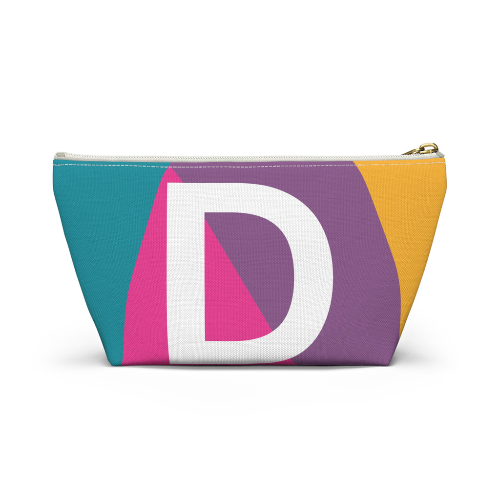 Initials Colorblock Accessory Pouch — Monogram D T-Bottom Cosmetic Bag