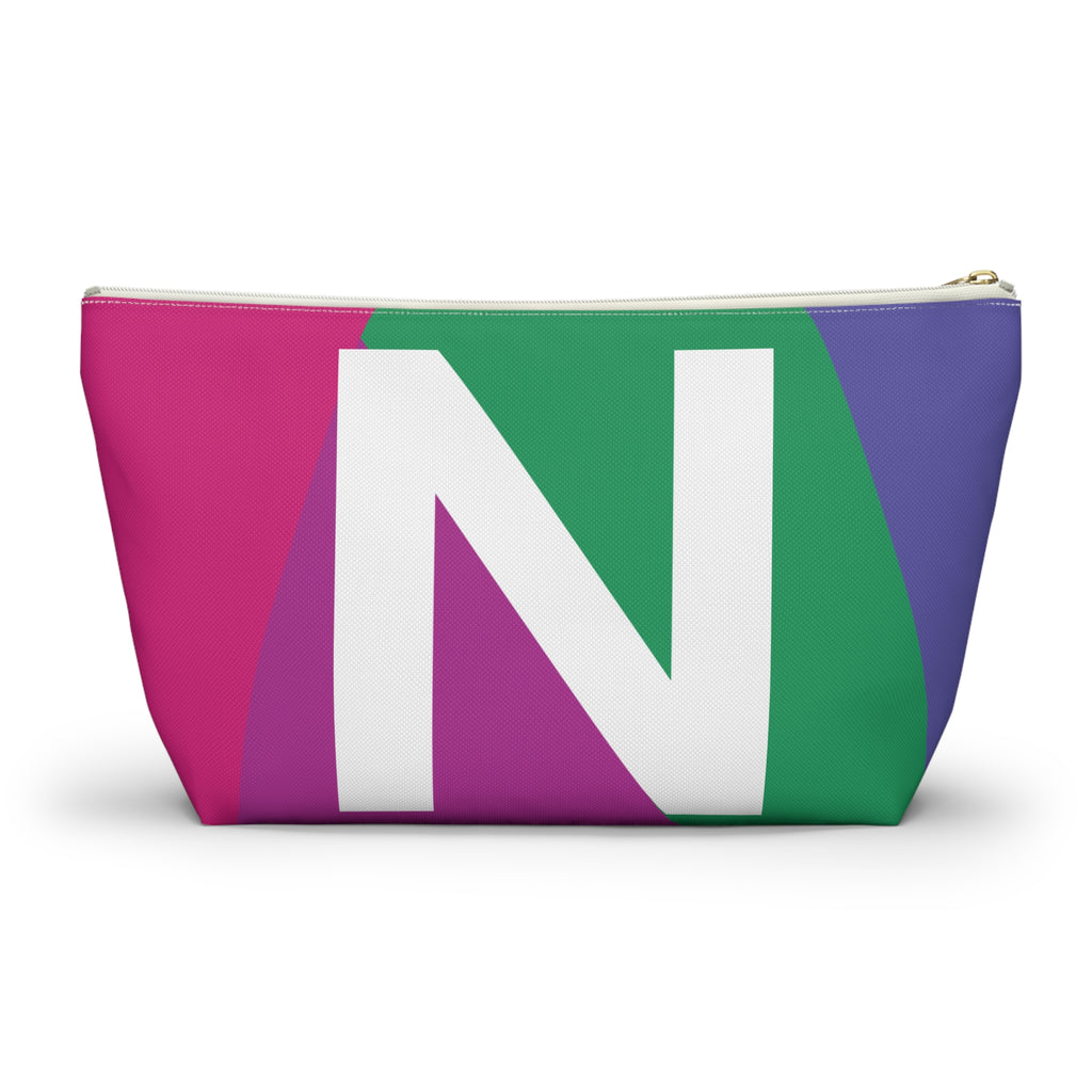 Initials Colorblock Accessory Pouch — Monogram N T-Bottom Cosmetic Bag