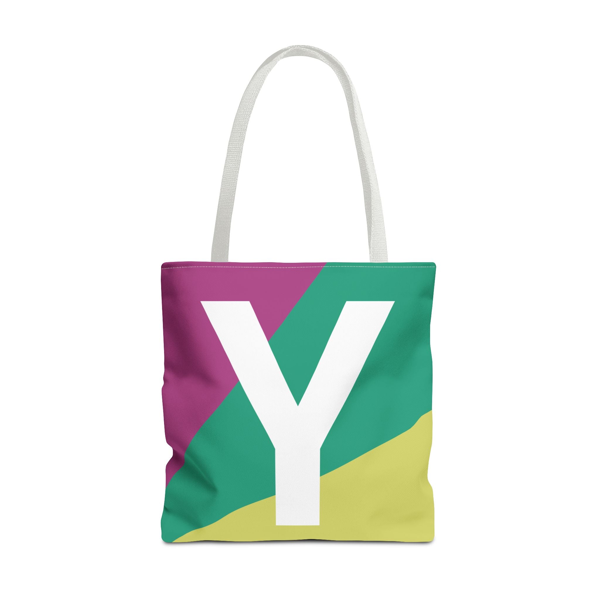 Monogram 'Y' Colorblock Tote Bag — Personalized Initial Y Shoulder Tote