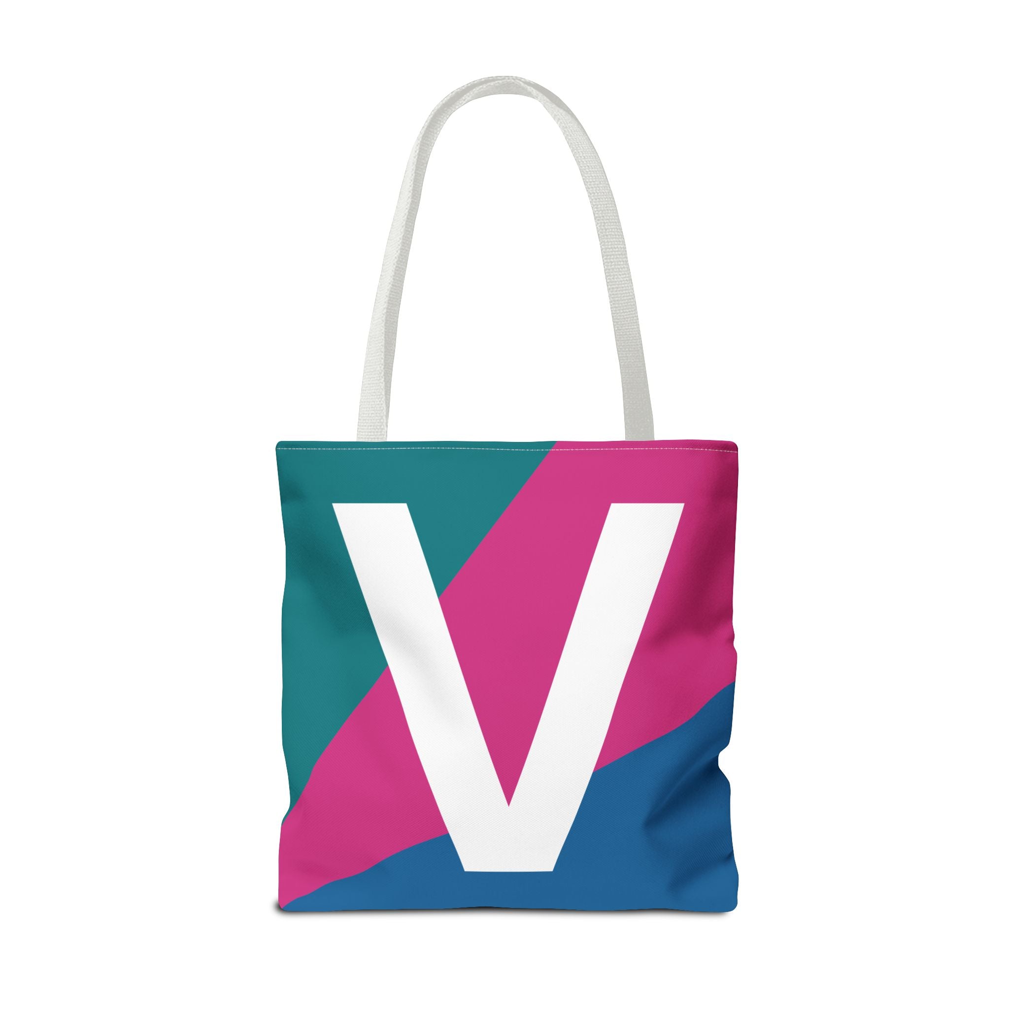 Monogram 'V' Colorblock Tote Bag — Personalized Initial V Shoulder Tote