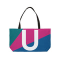 Personalized 'U' Colorblock Tote Bag — Monogram Weekender Tote