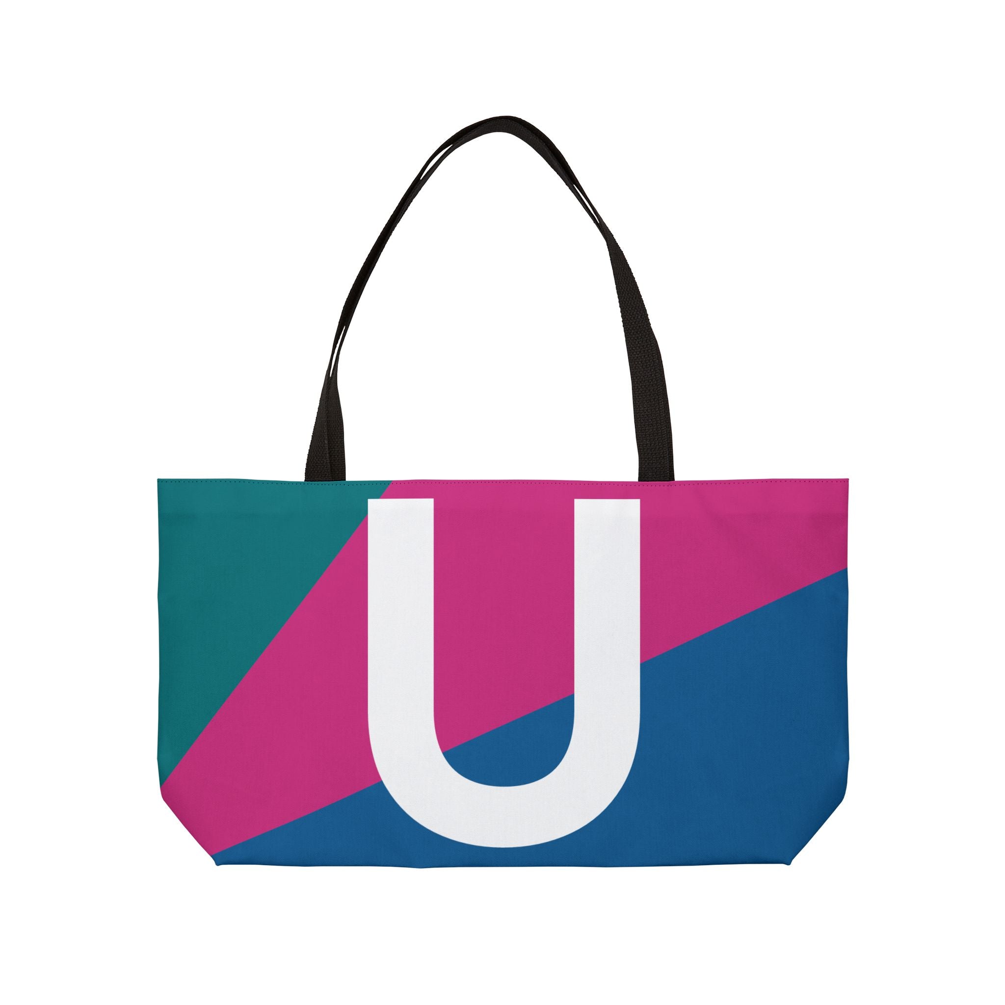 Personalized 'U' Colorblock Tote Bag — Monogram Weekender Tote
