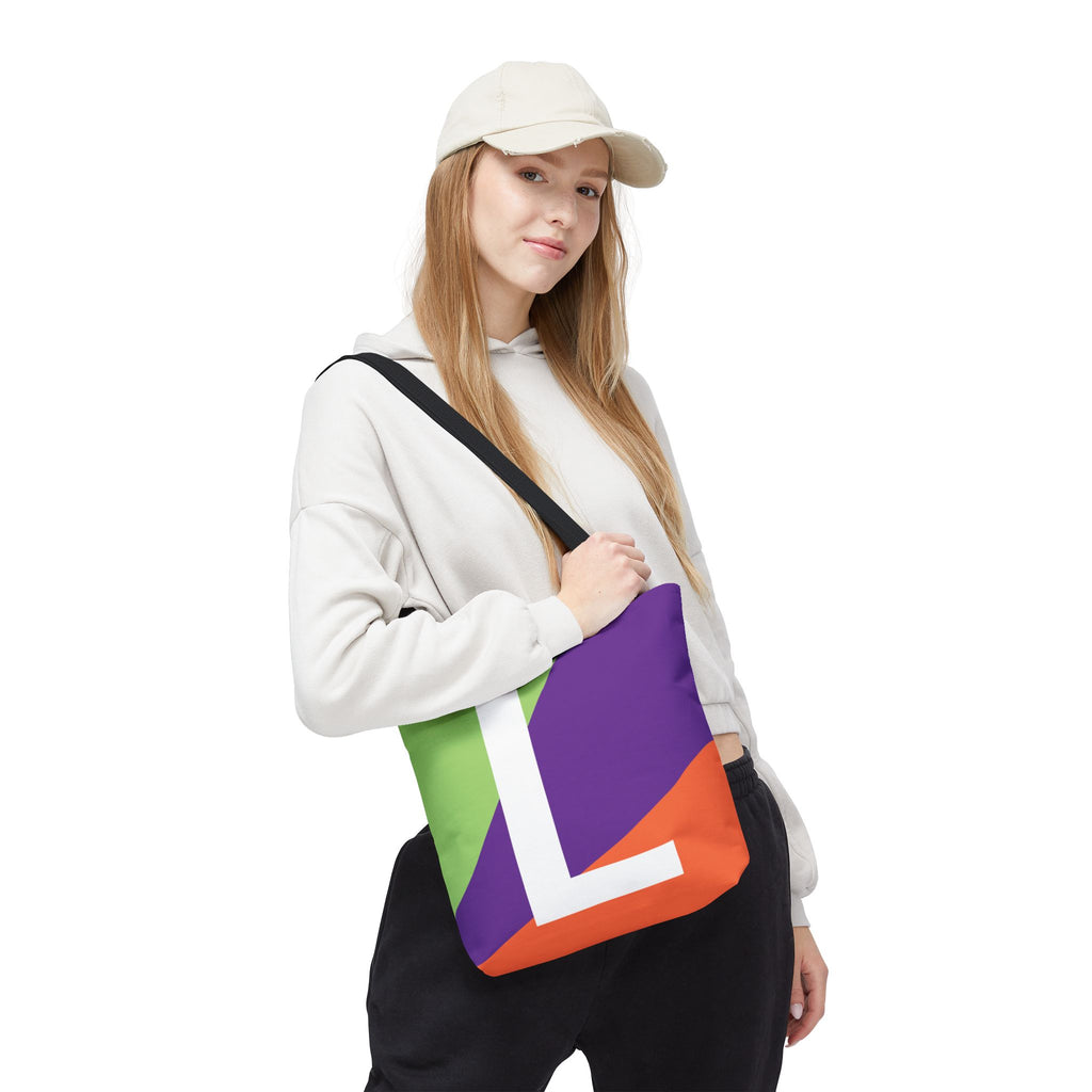 Monogram 'L' Colorblock Tote Bag — Personalized Initial L Shoulder Tote