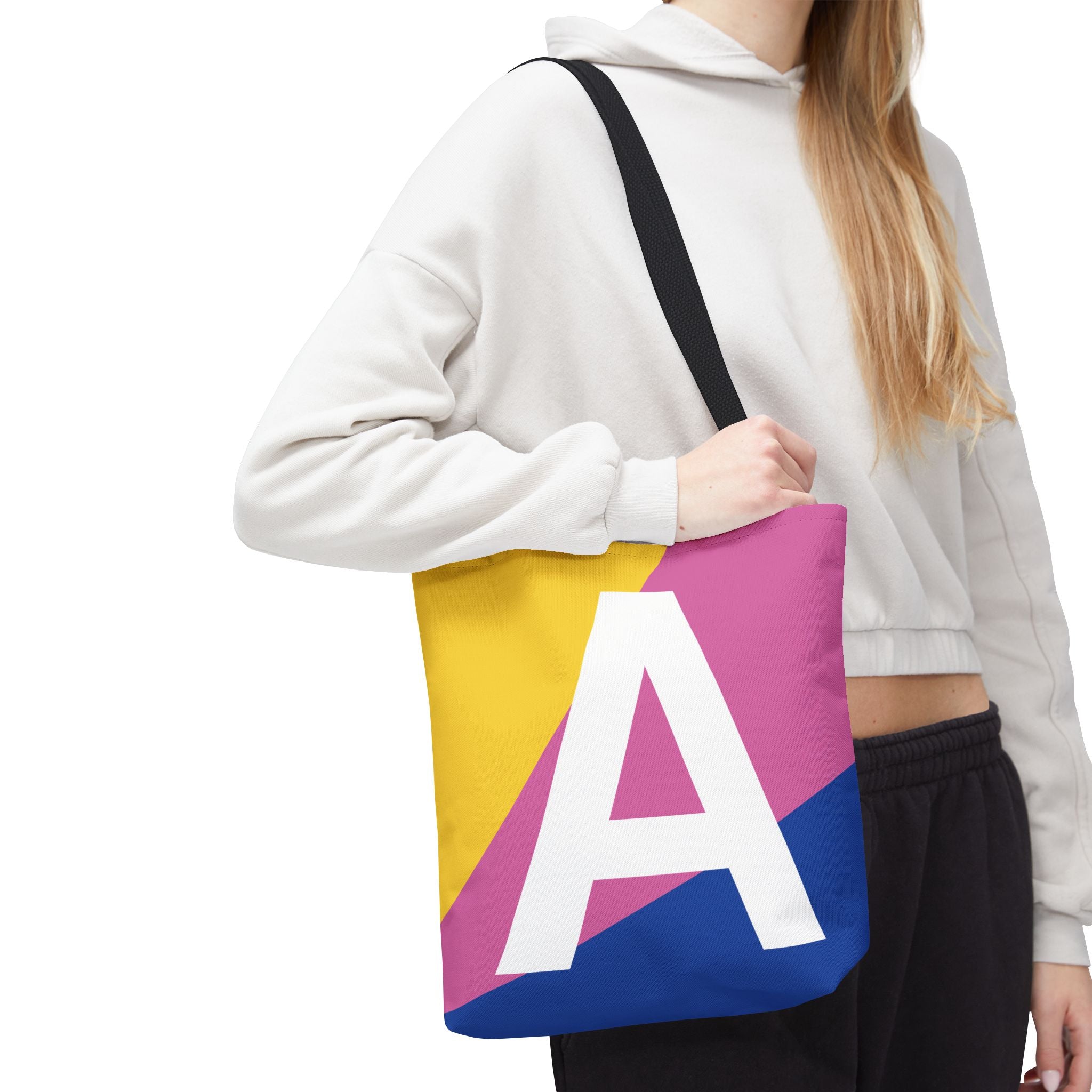 Monogram 'A' Colorblock Tote Bag — Personalized Initial A Shoulder Tote
