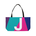 Personalized 'J' Colorblock Tote Bag — Monogram Weekender Tote