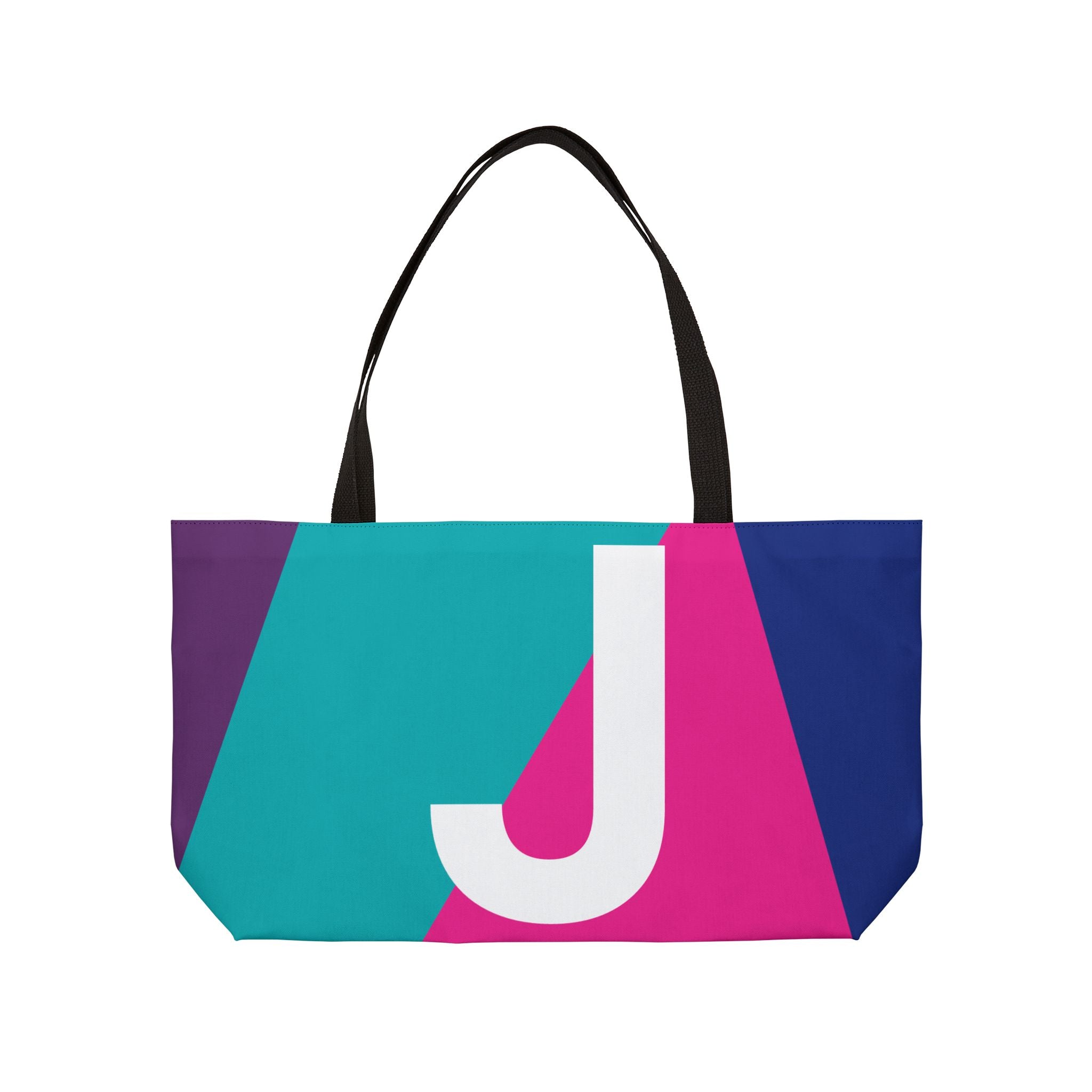 Personalized 'J' Colorblock Tote Bag — Monogram Weekender Tote