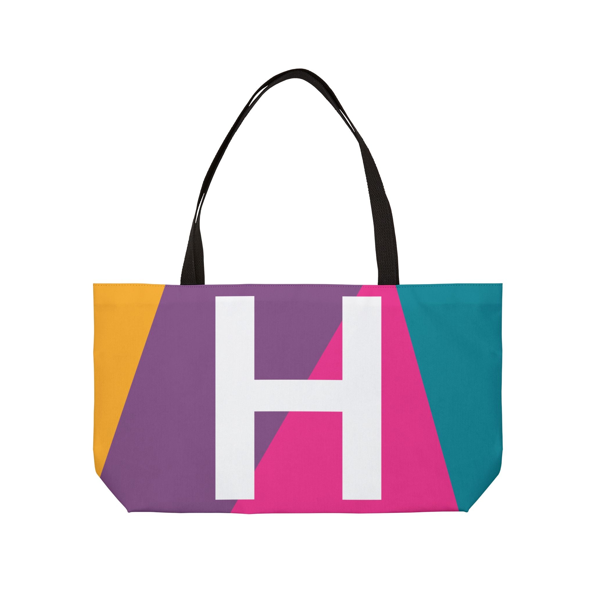 Personalized 'H' Colorblock Tote Bag — Monogram Weekender Tote