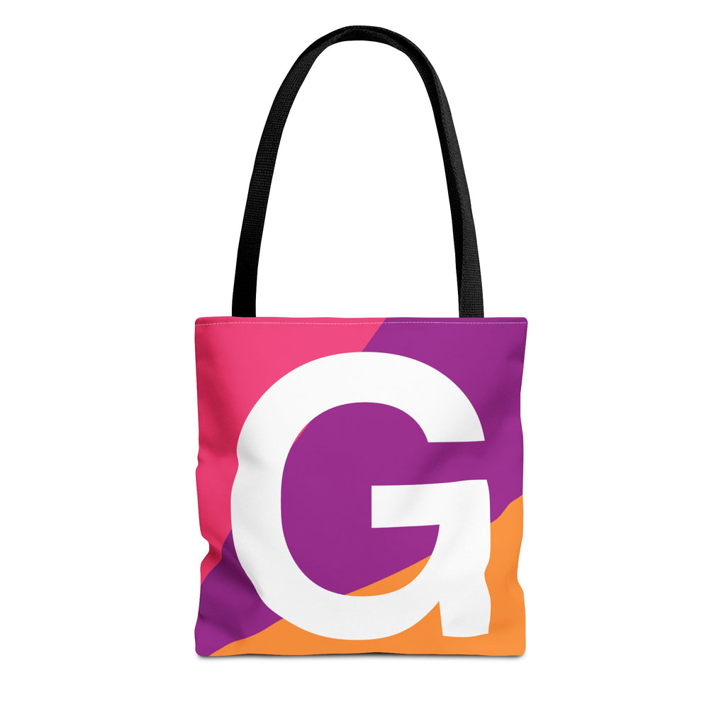 Monogram 'G' Colorblock Tote Bag — Personalized Initial G Shoulder Tote