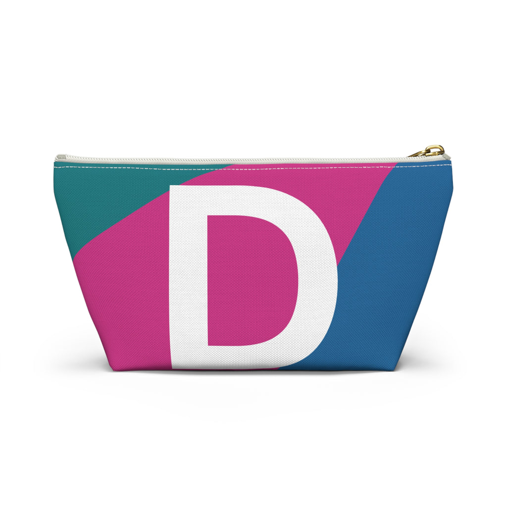 Initials Colorblock Accessory Pouch — Monogram D T-Bottom Cosmetic Bag