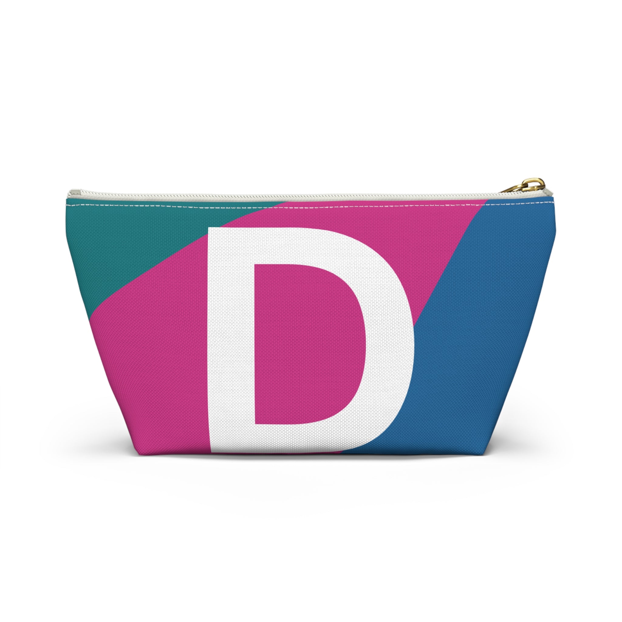 Initials Colorblock Accessory Pouch — Monogram D T-Bottom Cosmetic Bag