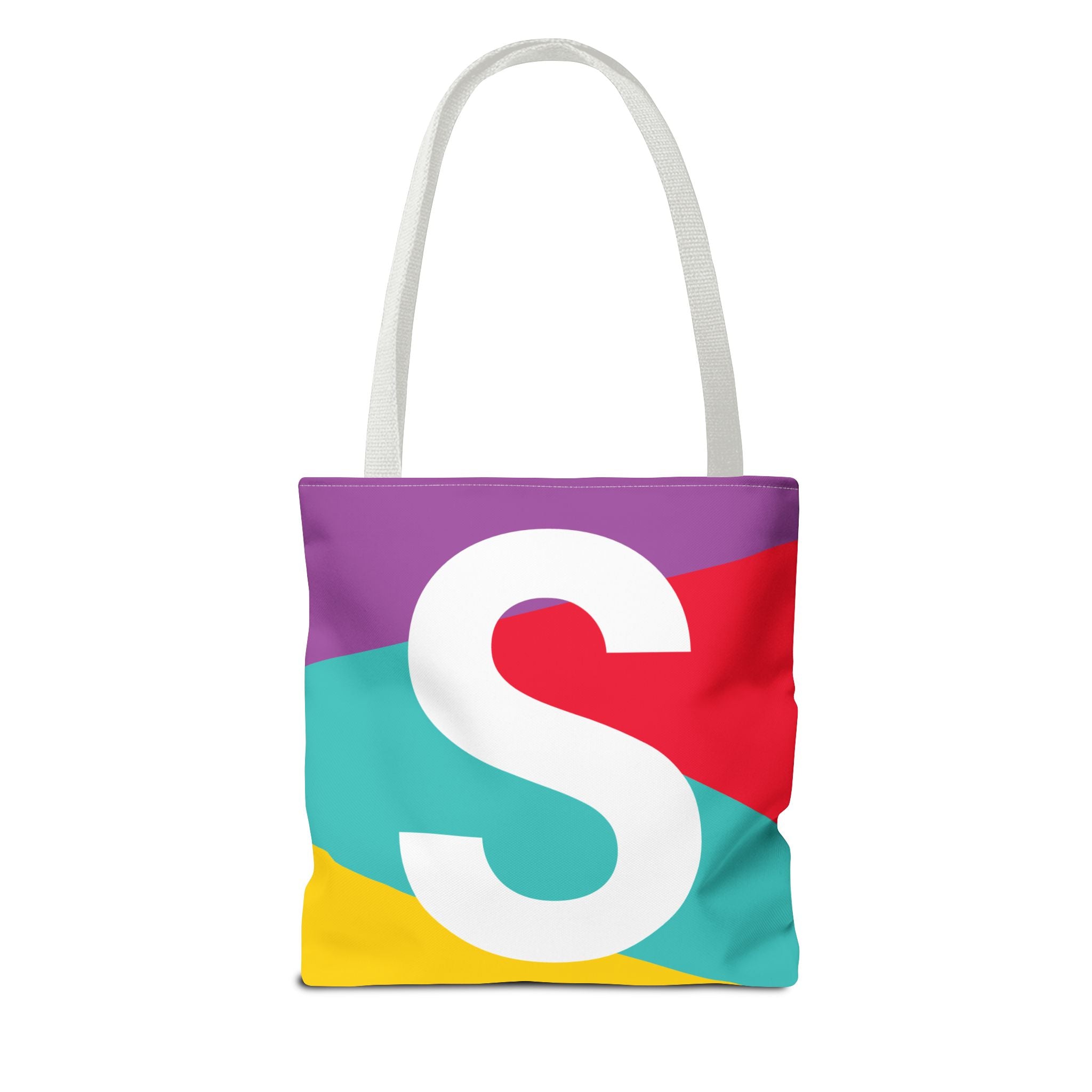 Monogram 'S' Colorblock Tote Bag — Personalized Initial S Shoulder Tote