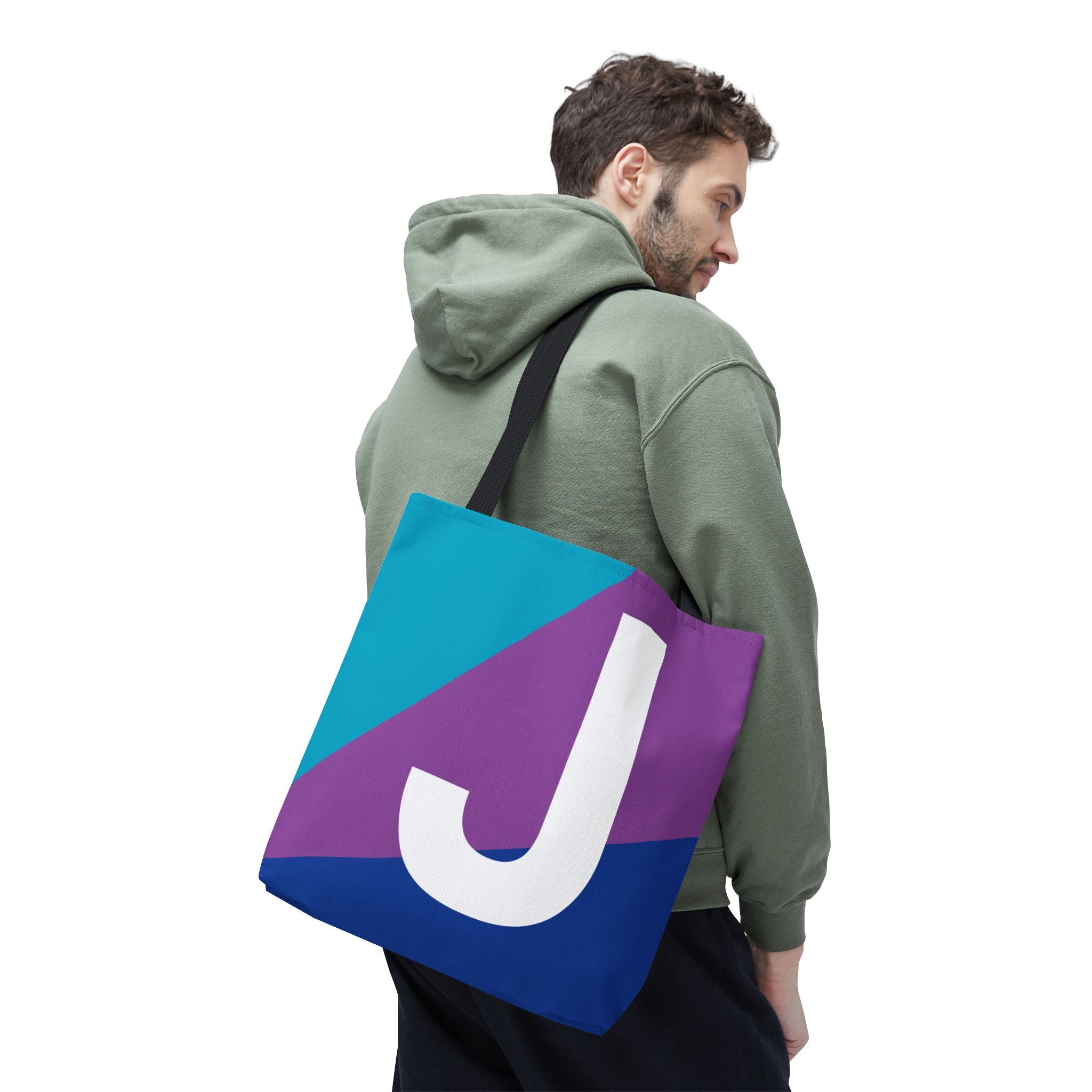 Monogram 'J' Colorblock Tote Bag — Personalized Initial J Shoulder Tote