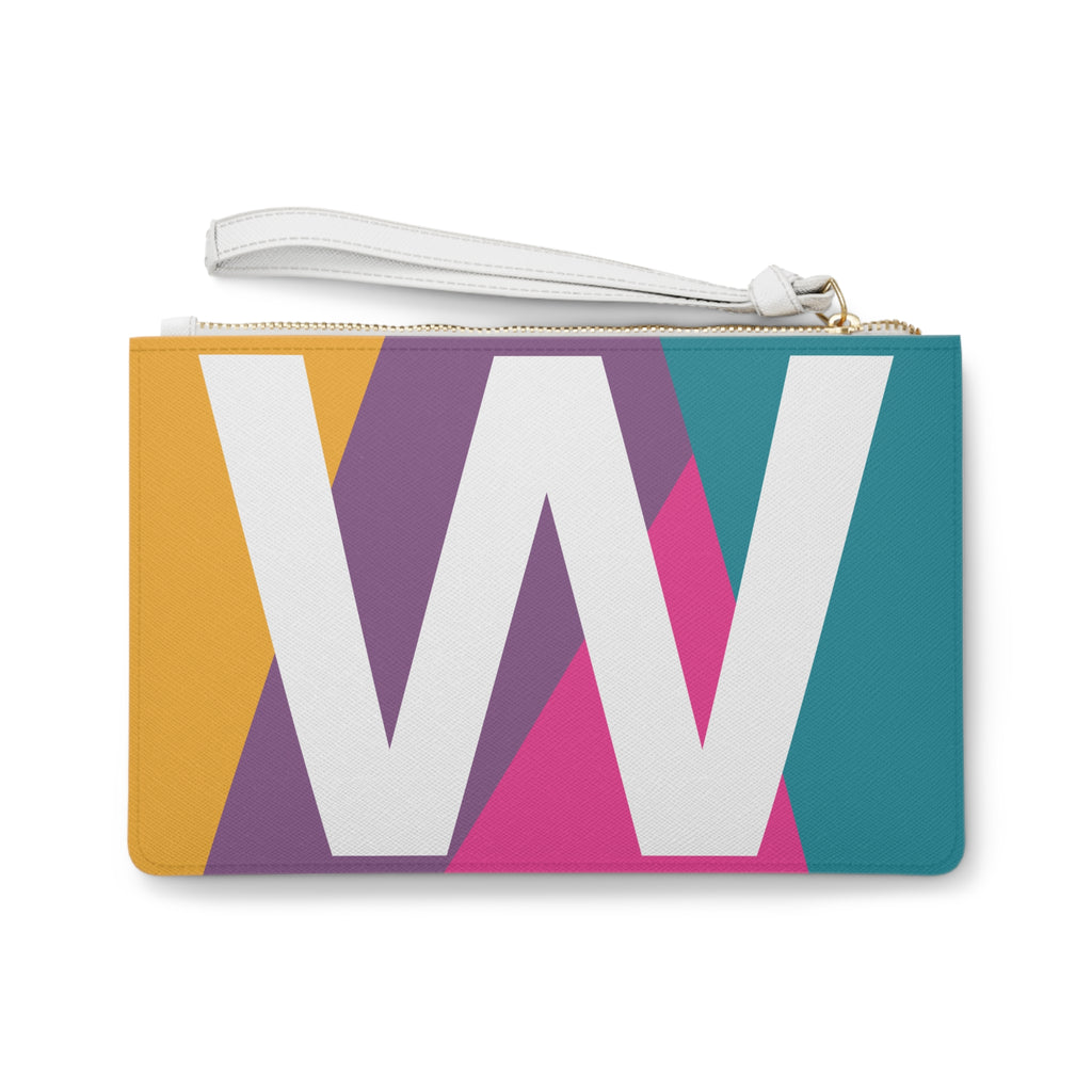 Monogram 'W' Colorblock Clutch Bag — Bold Geometric Wristlet for Everyday & Gifts