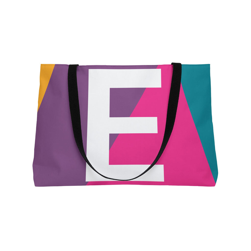Personalized 'E' Colorblock Tote Bag — Monogram Weekender Tote