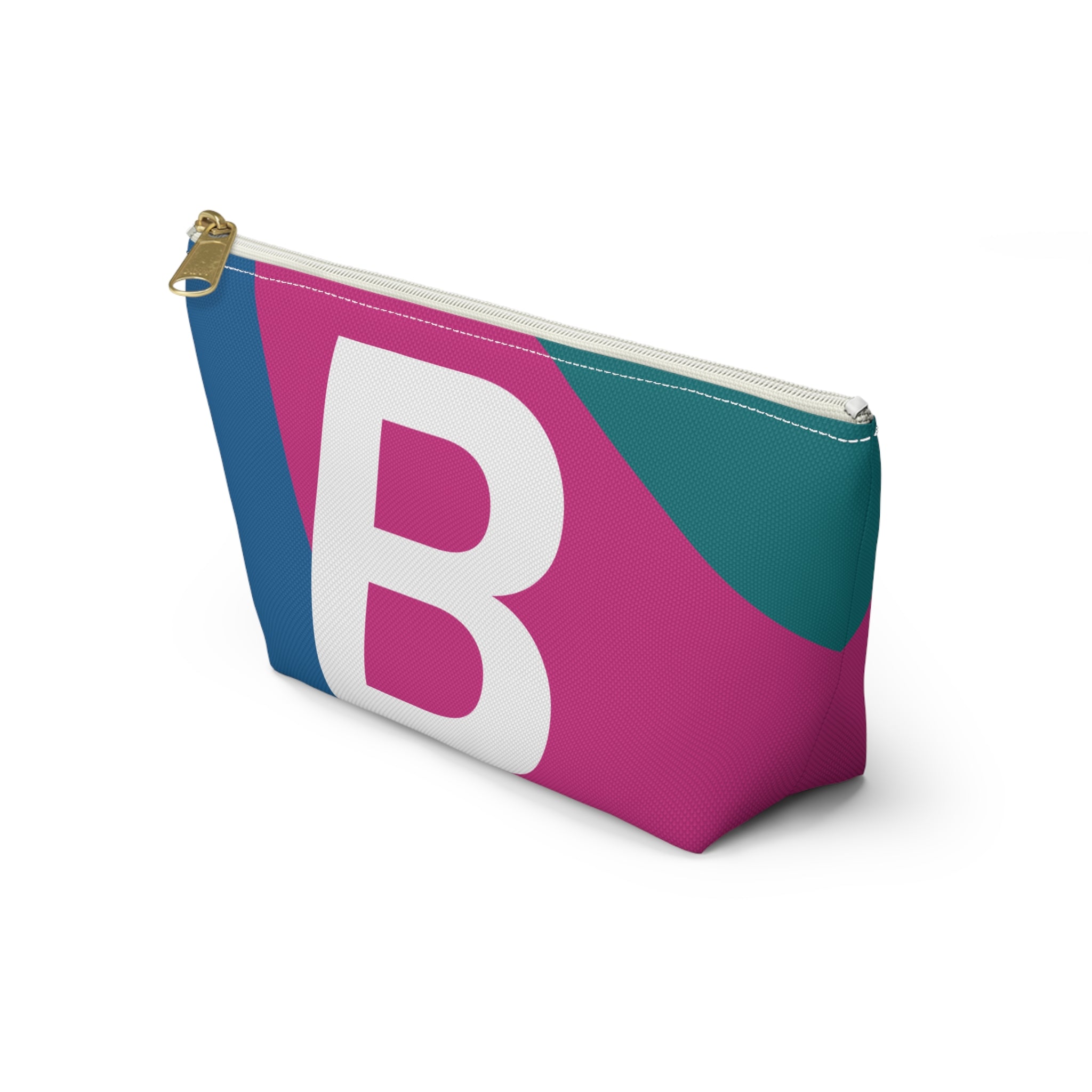 Initials Colorblock Accessory Pouch — Monogram B T-Bottom Cosmetic Bag