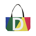 Personalized 'D' Colorblock Tote Bag — Monogram Weekender Tote