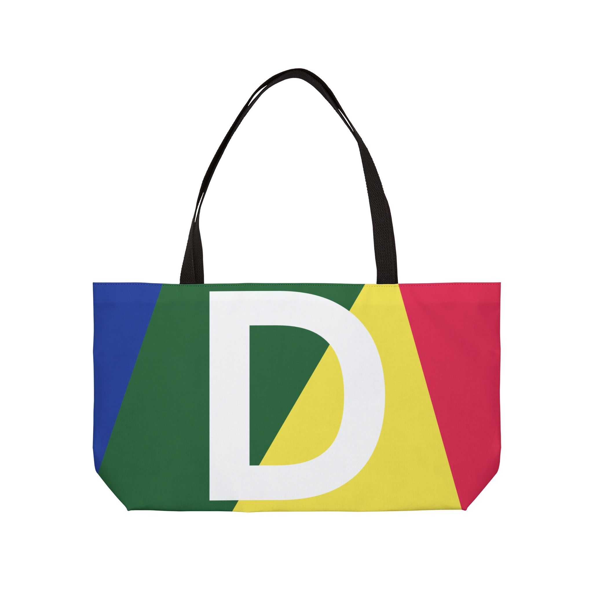 Personalized 'D' Colorblock Tote Bag — Monogram Weekender Tote