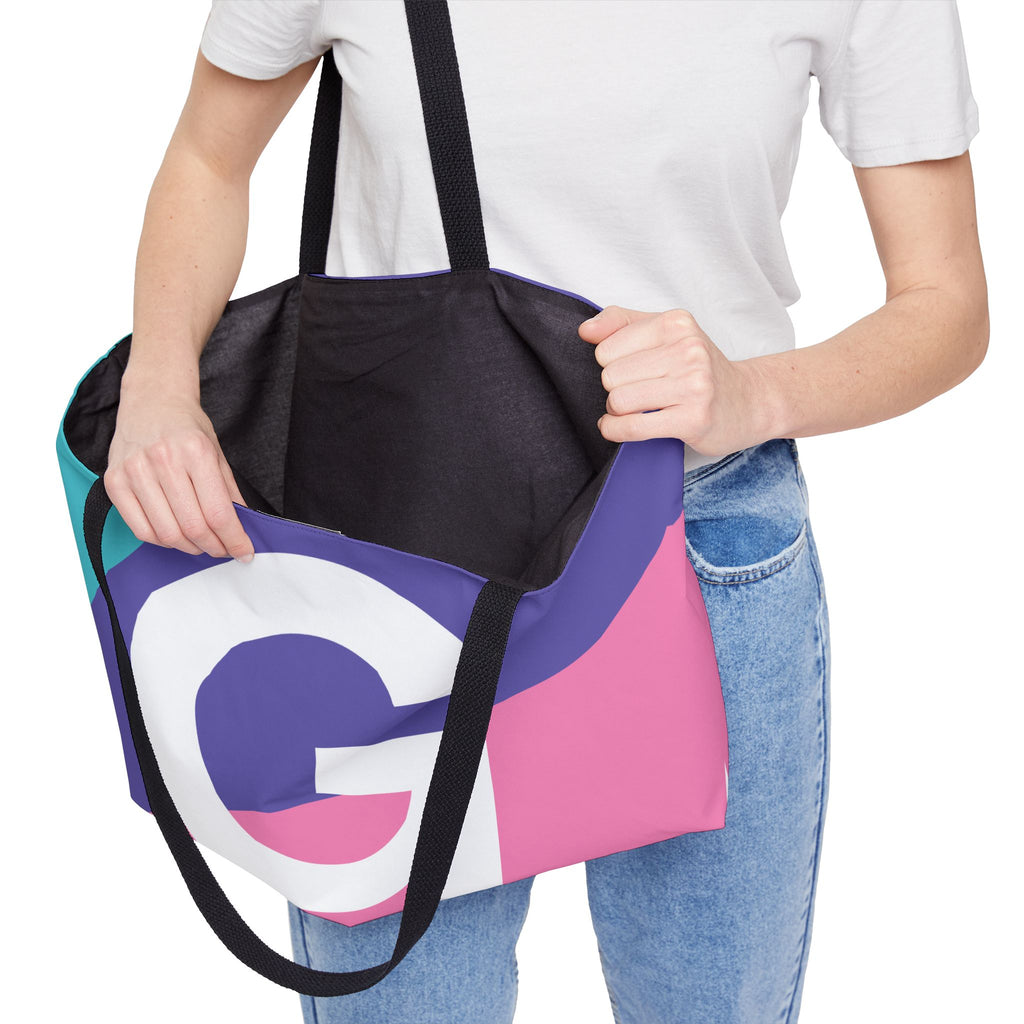 Personalized 'G' Colorblock Tote Bag — Monogram Weekender Tote