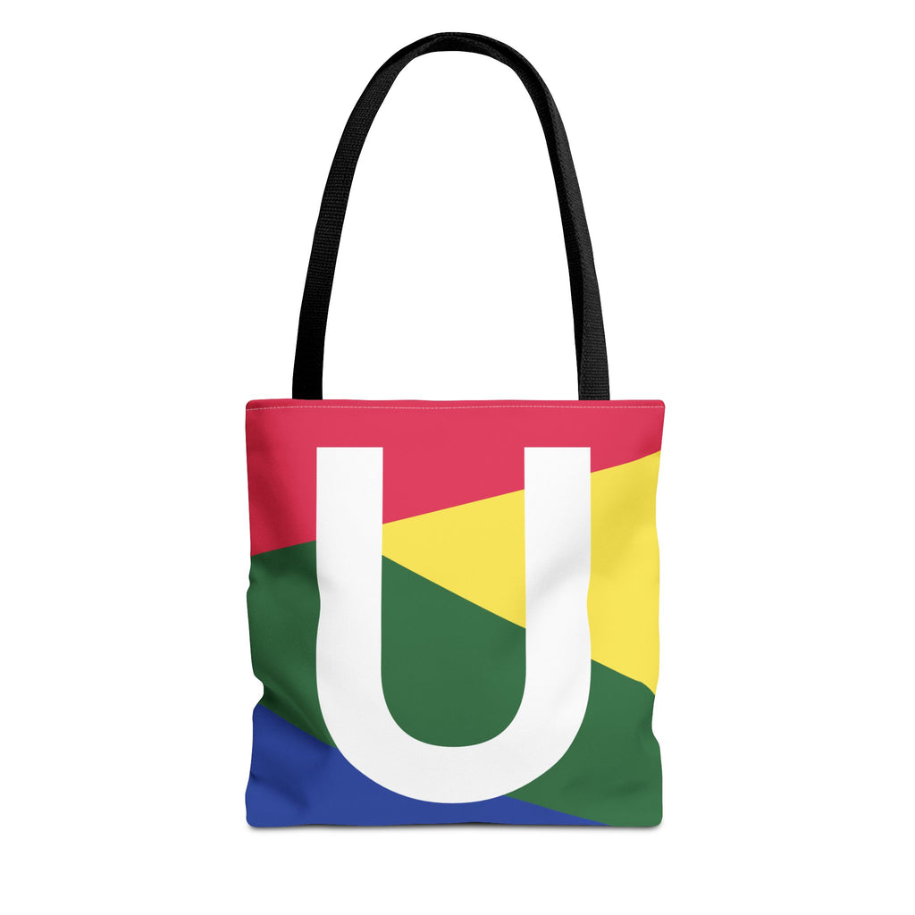 Monogram 'U' Colorblock Tote Bag — Personalized Initial U Shoulder Tote