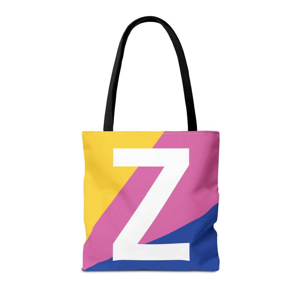 Monogram 'Z' Colorblock Tote Bag — Personalized Initial Z Shoulder Tote