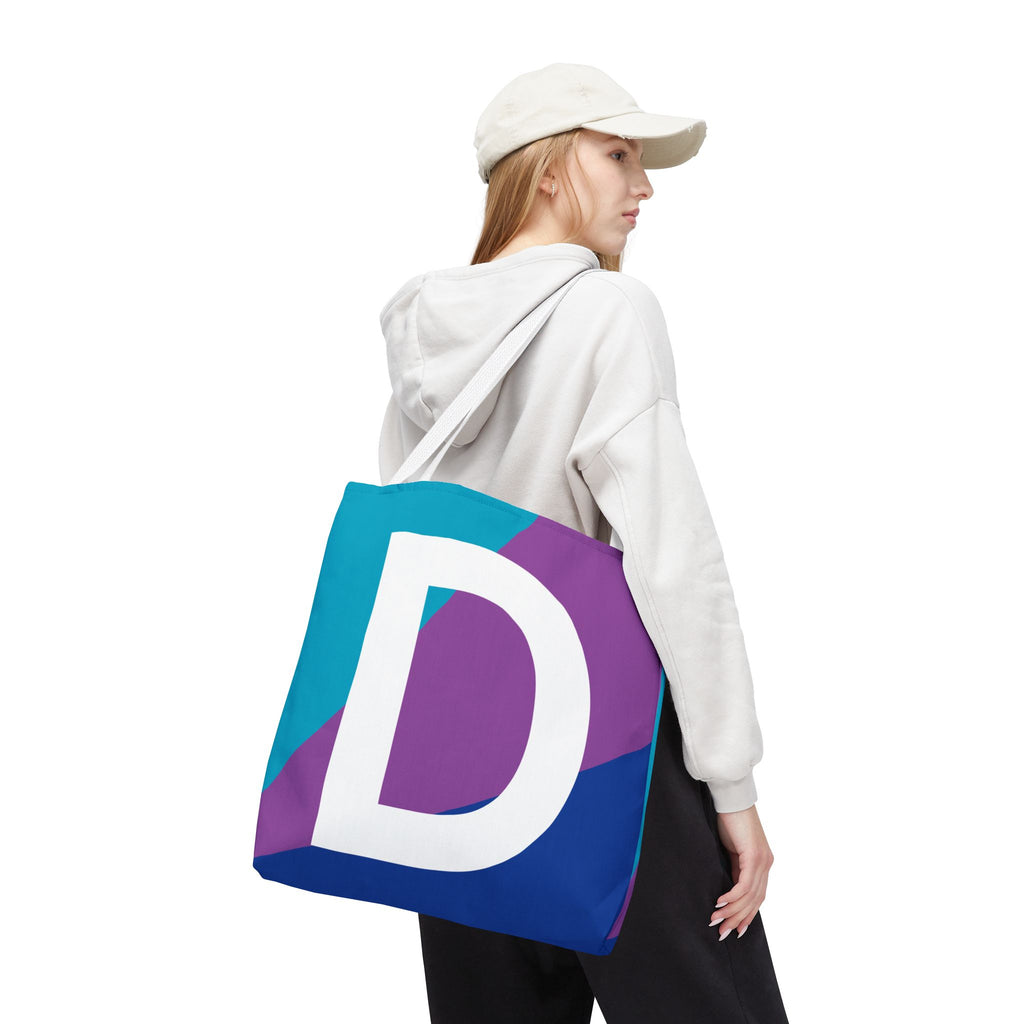 Monogram 'D' Colorblock Tote Bag — Personalized Initial D Shoulder Tote