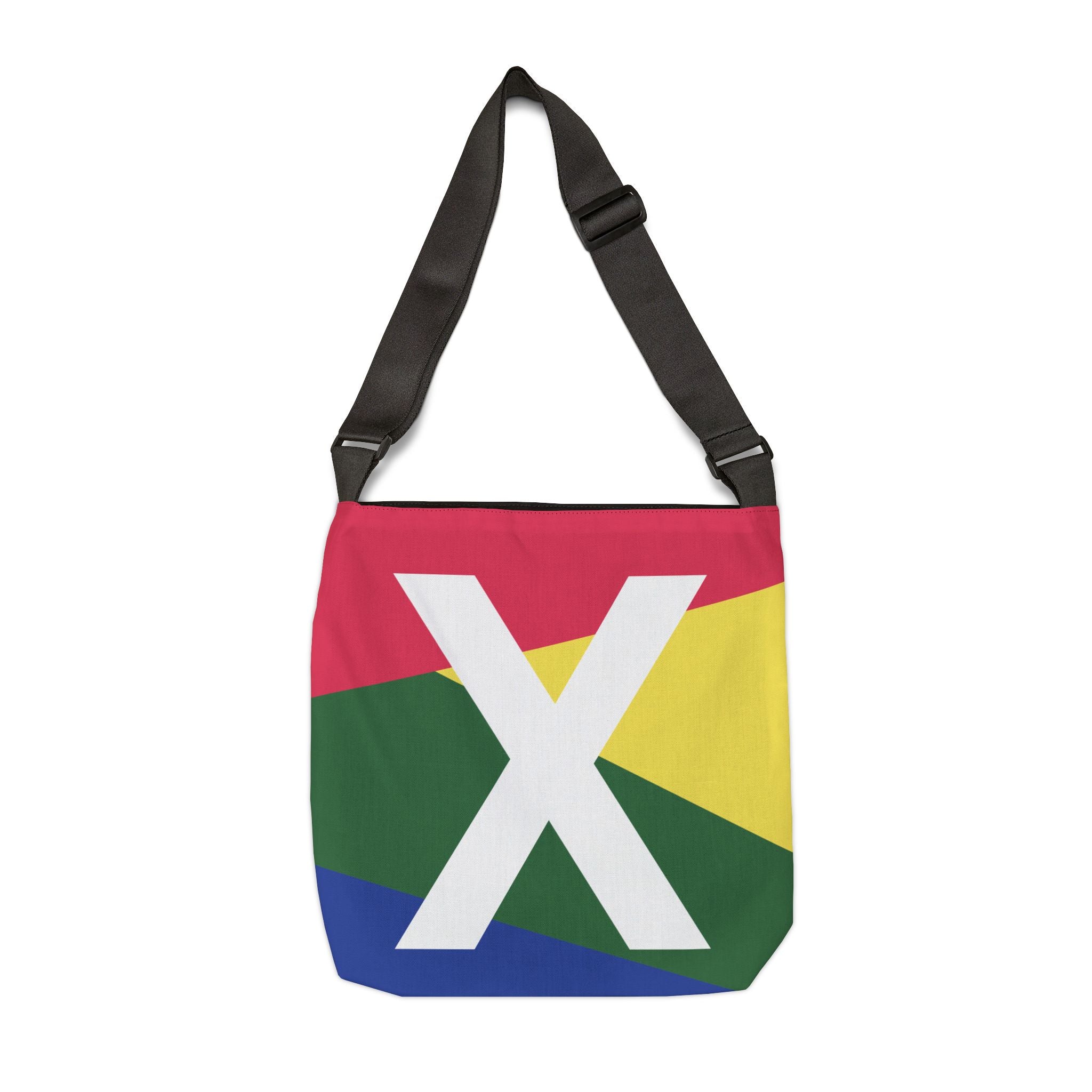 Initial Letter 'X' Colorblock Adjustable Tote Bag — Monogram Alphabet Shoulder Bag