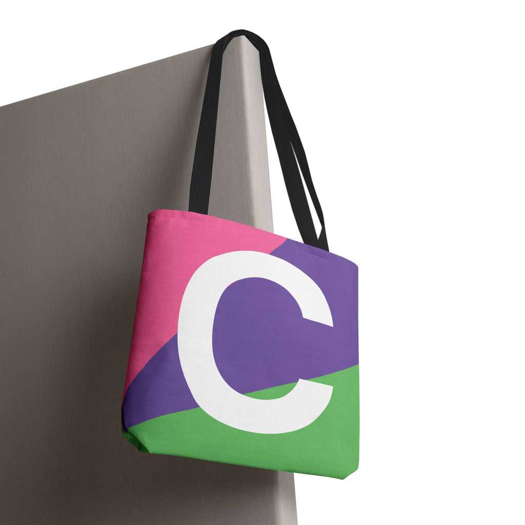 Monogram 'C' Colorblock Tote Bag — Personalized Initial C Shoulder Tote