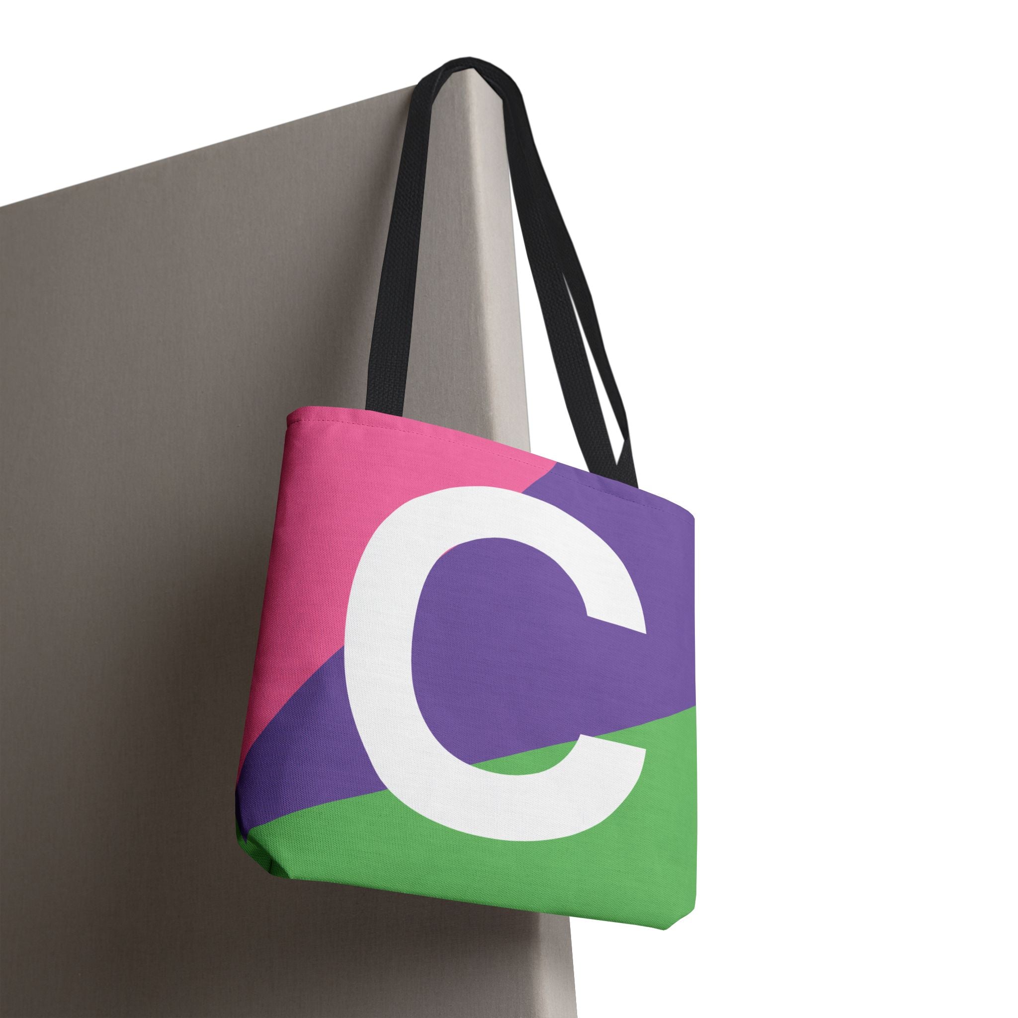 Monogram 'C' Colorblock Tote Bag — Personalized Initial C Shoulder Tote