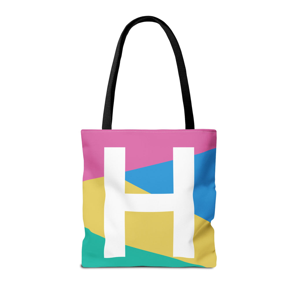 Monogram 'H' Colorblock Tote Bag — Personalized Initial H Shoulder Tote