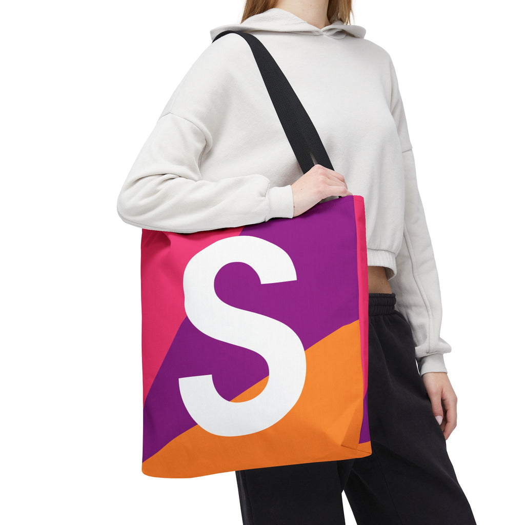 Monogram 'S' Colorblock Tote Bag — Personalized Initial S Shoulder Tote
