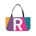 Personalized 'R' Colorblock Tote Bag — Monogram Weekender Tote