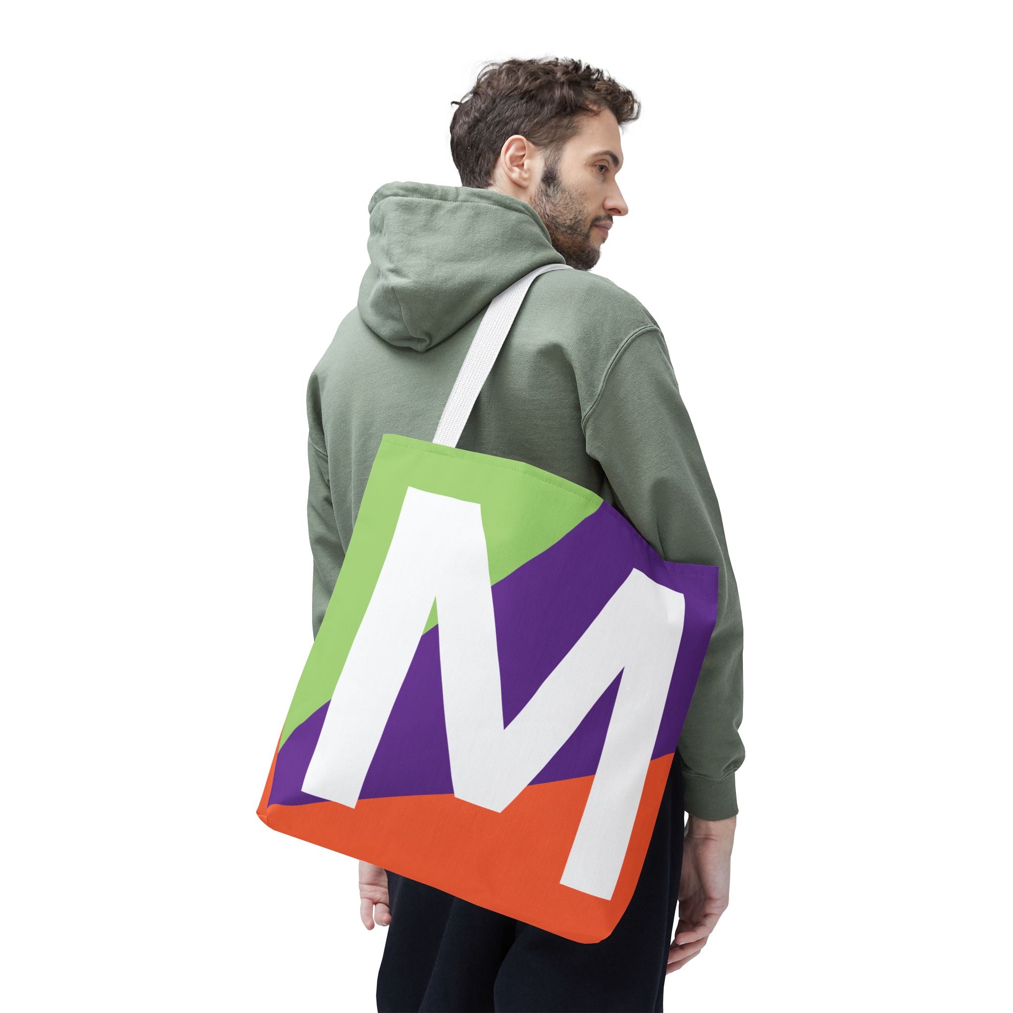Monogram 'M' Colorblock Tote Bag — Personalized Initial M Shoulder Tote