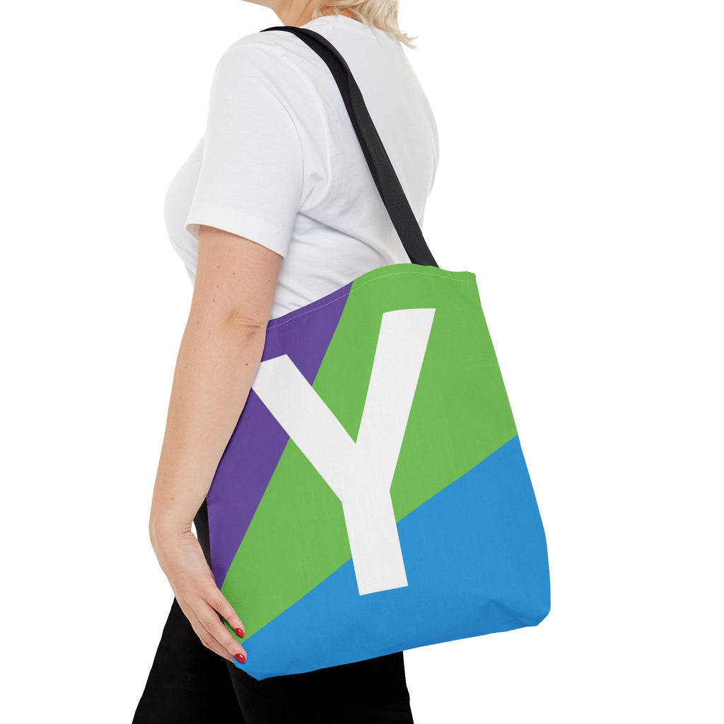 Monogram 'Y' Colorblock Tote Bag — Personalized Initial Y Shoulder Tote