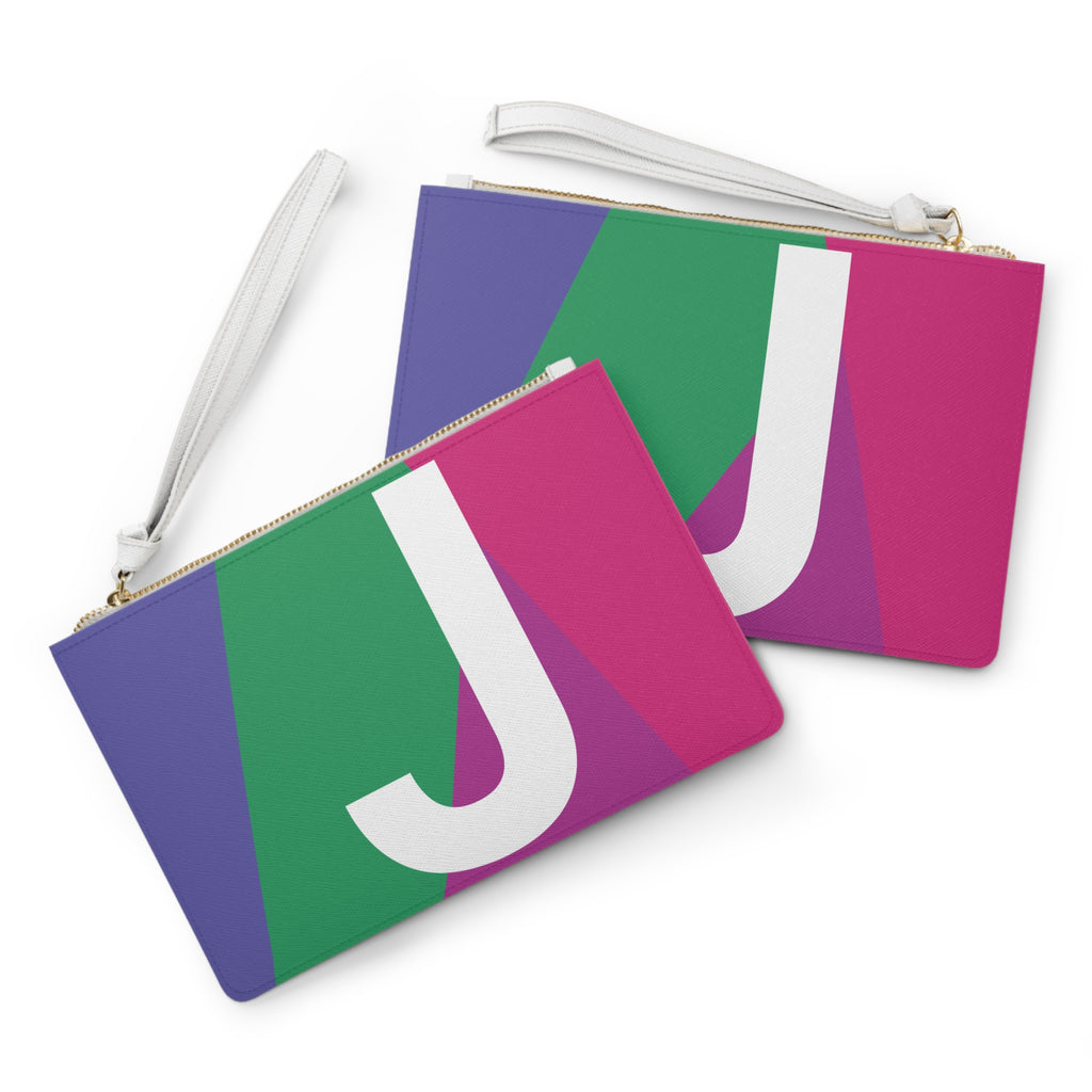 Monogram 'J' Colorblock Clutch Bag — Bold Geometric Wristlet for Everyday & Gifts