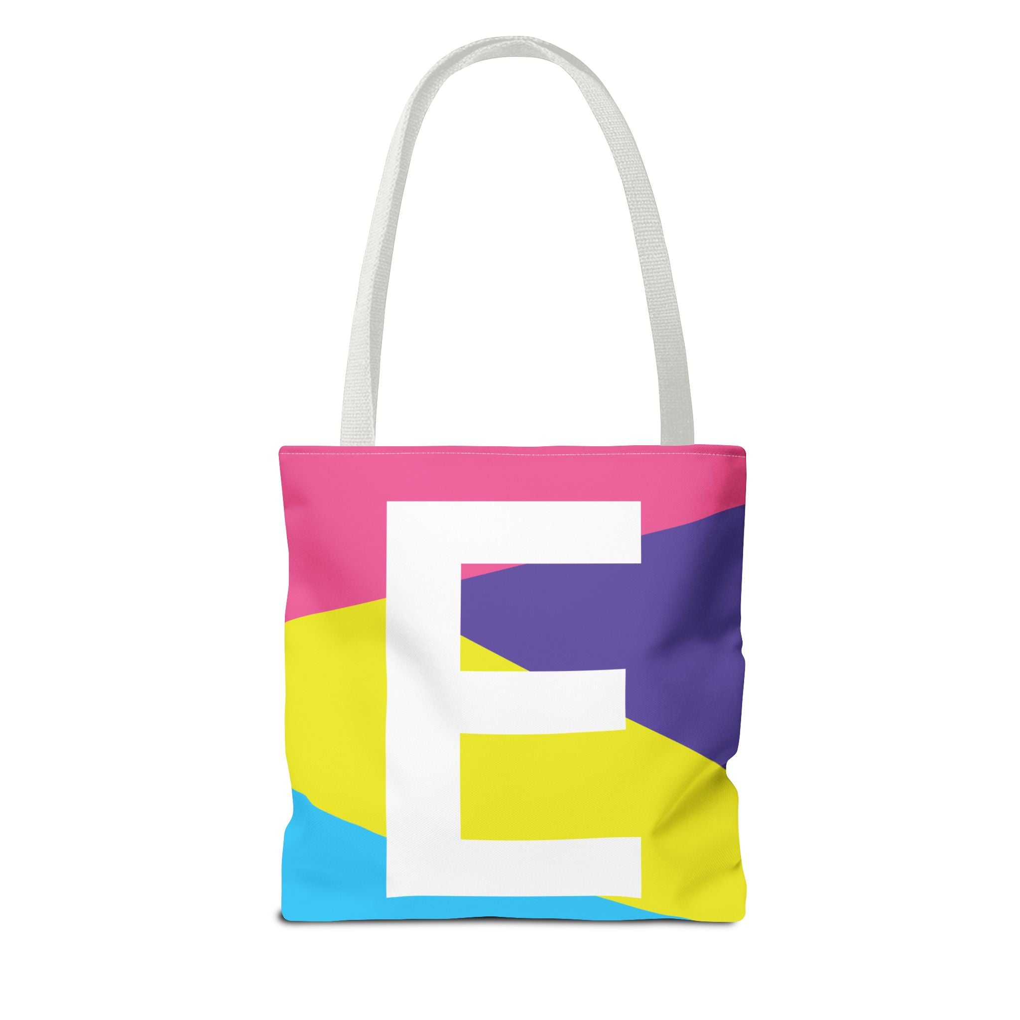 Monogram 'E' Colorblock Tote Bag — Personalized Initial E Shoulder Tote
