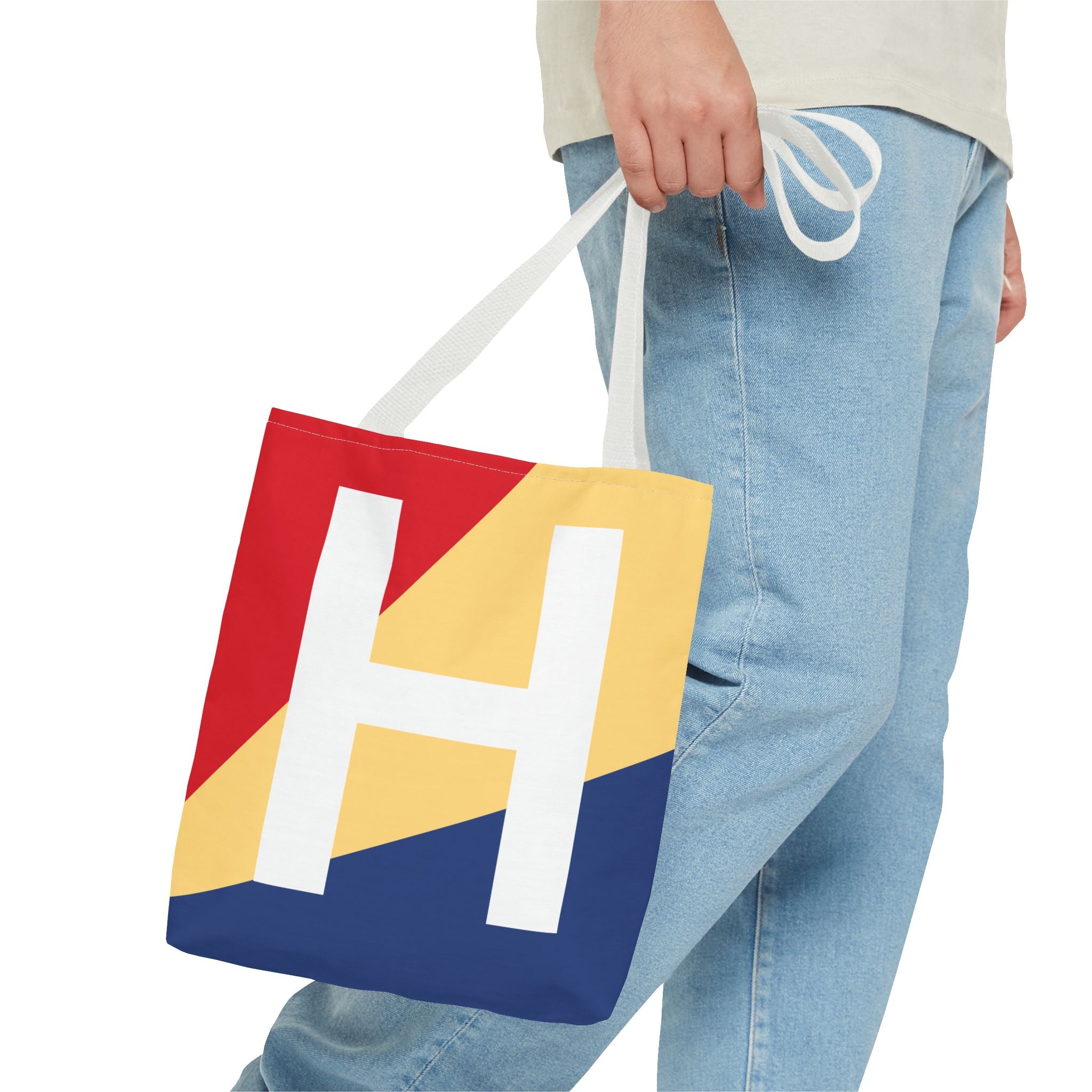 Monogram 'H' Colorblock Tote Bag — Personalized Initial H Shoulder Tote