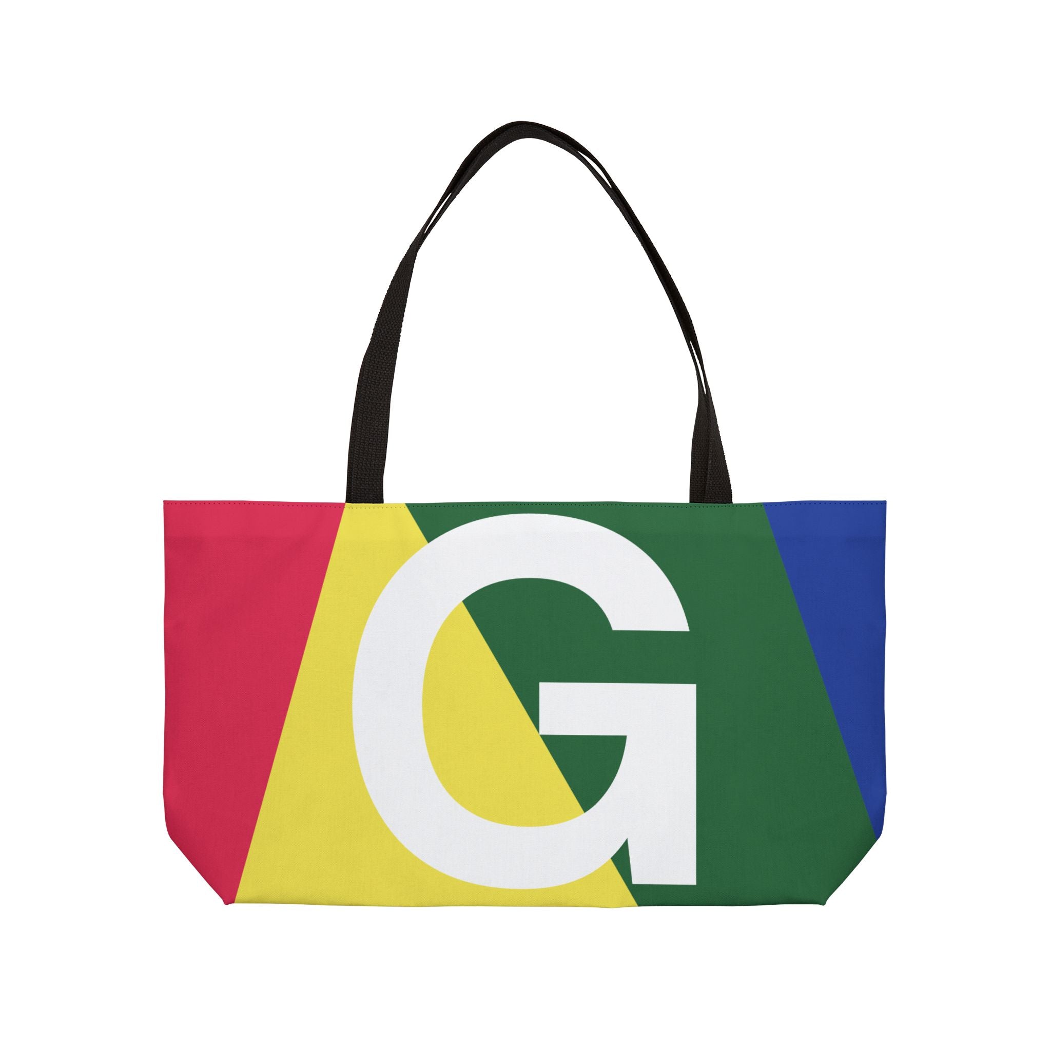 Personalized 'G' Colorblock Tote Bag — Monogram Weekender Tote