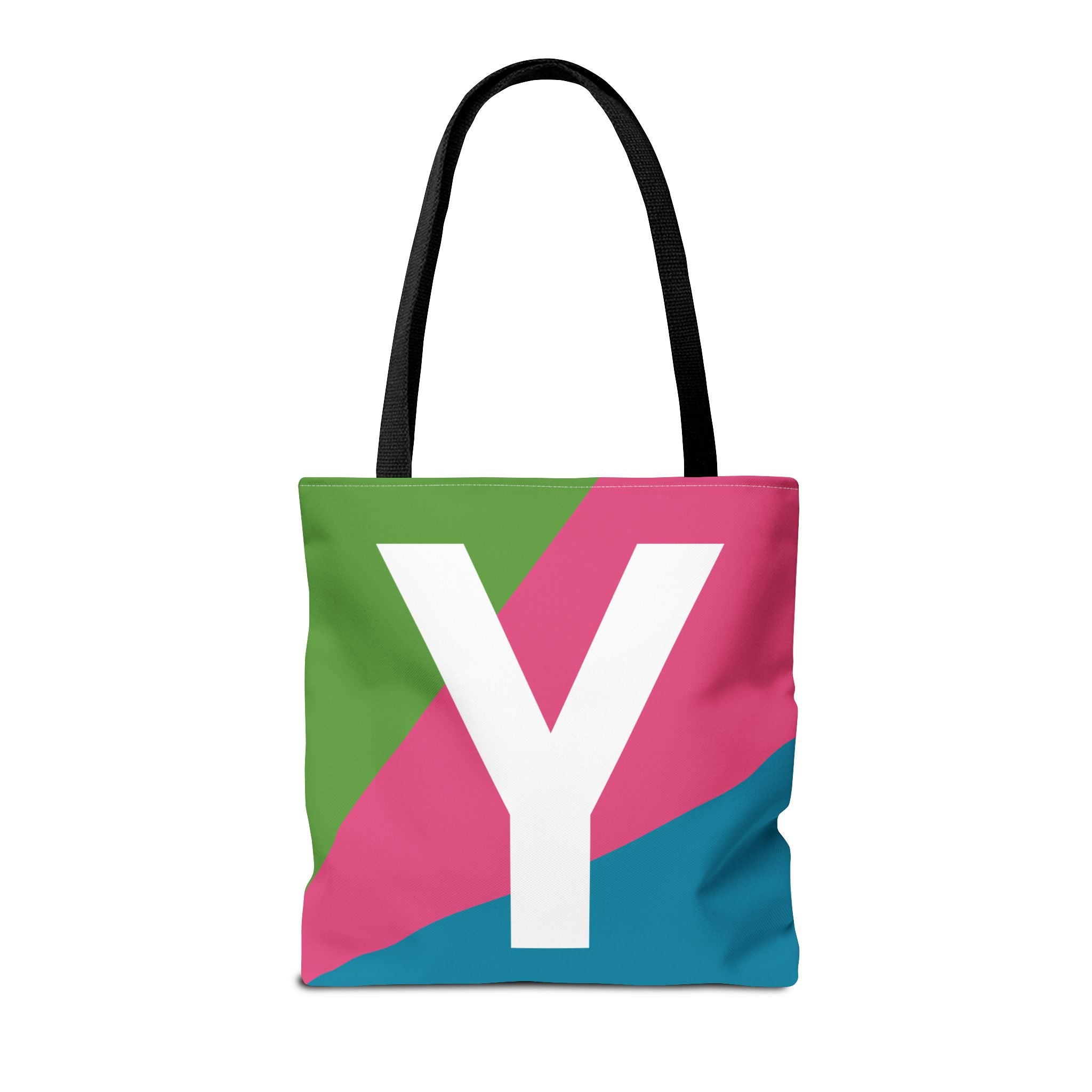 Monogram 'Y' Colorblock Tote Bag — Personalized Initial Y Shoulder Tote