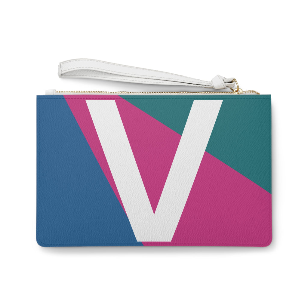 Monogram 'V' Colorblock Clutch Bag — Bold Geometric Wristlet for Everyday & Gifts
