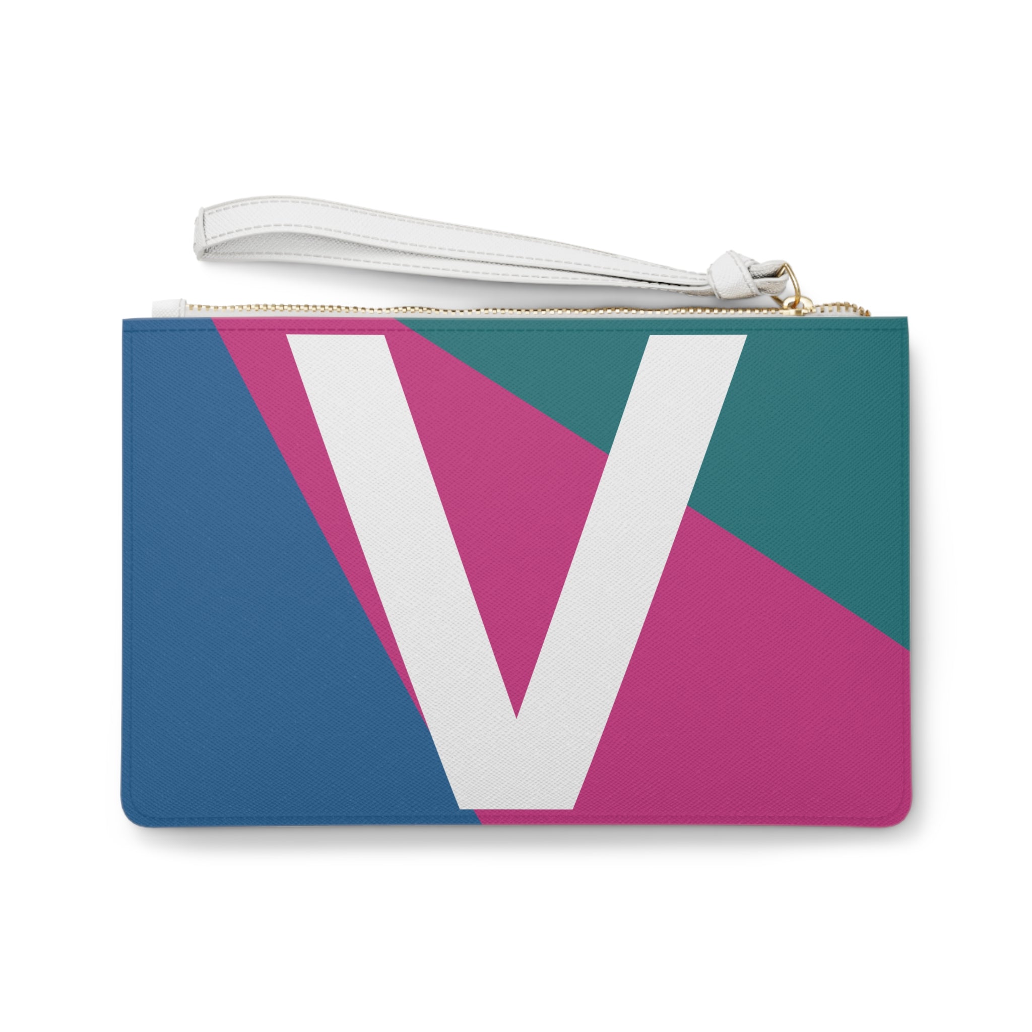 Monogram 'V' Colorblock Clutch Bag — Bold Geometric Wristlet for Everyday & Gifts