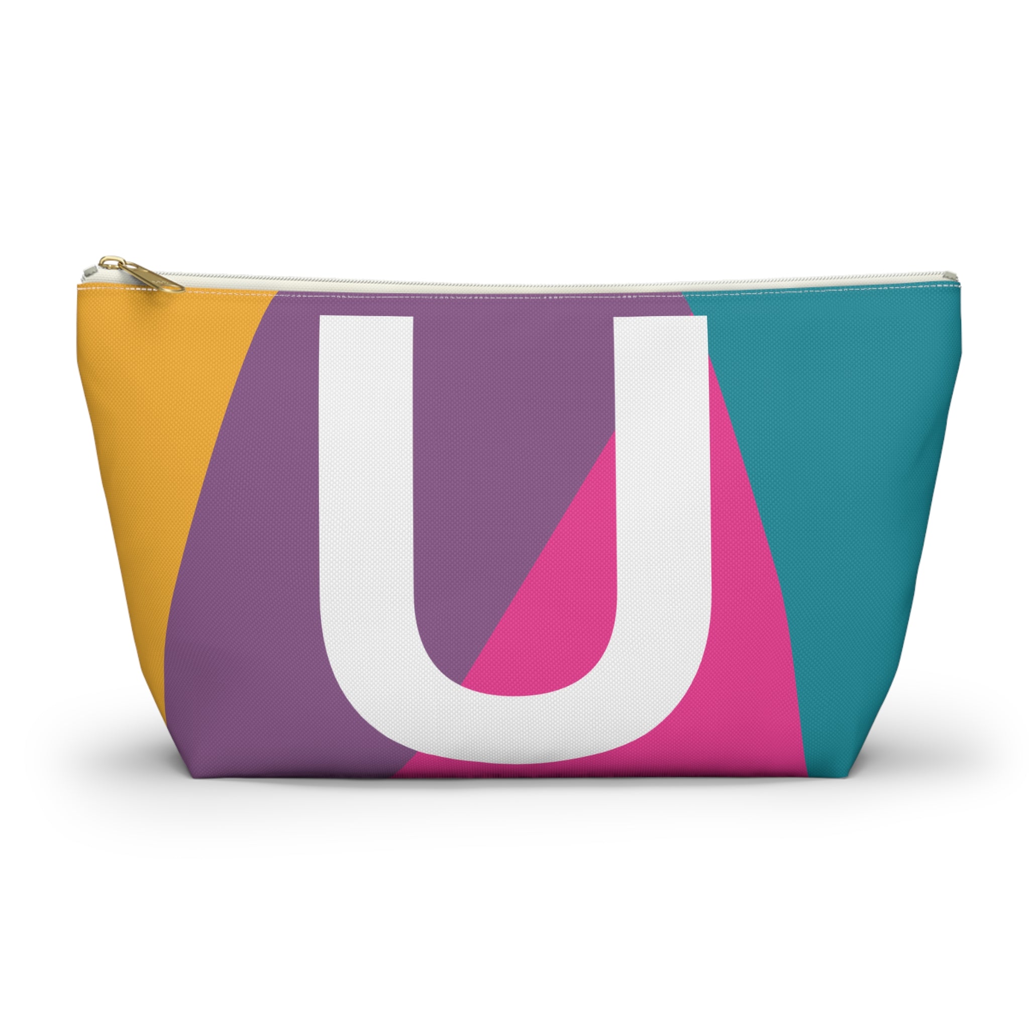 Initials Colorblock Accessory Pouch — Monogram U T-Bottom Cosmetic Bag