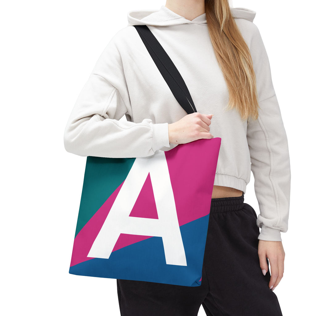 Monogram 'A' Colorblock Tote Bag — Personalized Initial A Shoulder Tote