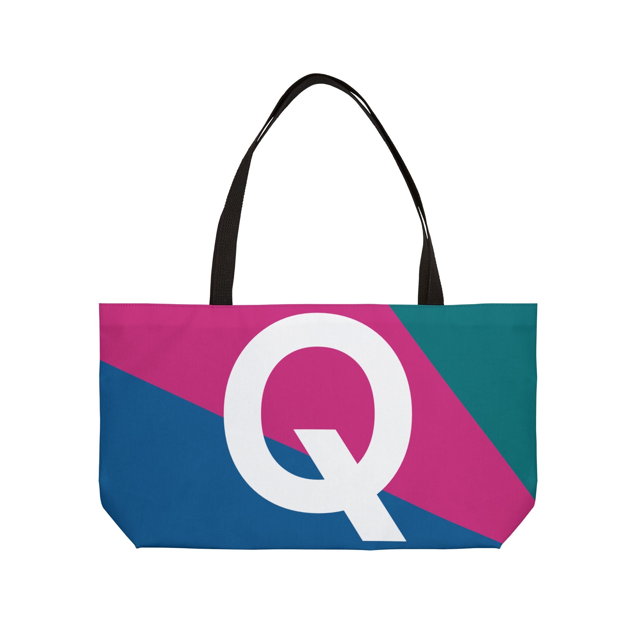 Personalized 'Q' Colorblock Tote Bag — Monogram Weekender Tote