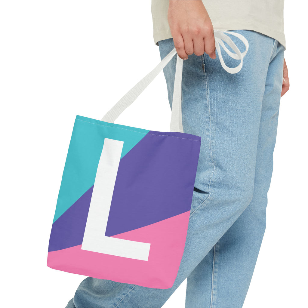 Monogram 'L' Colorblock Tote Bag — Personalized Initial L Shoulder Tote