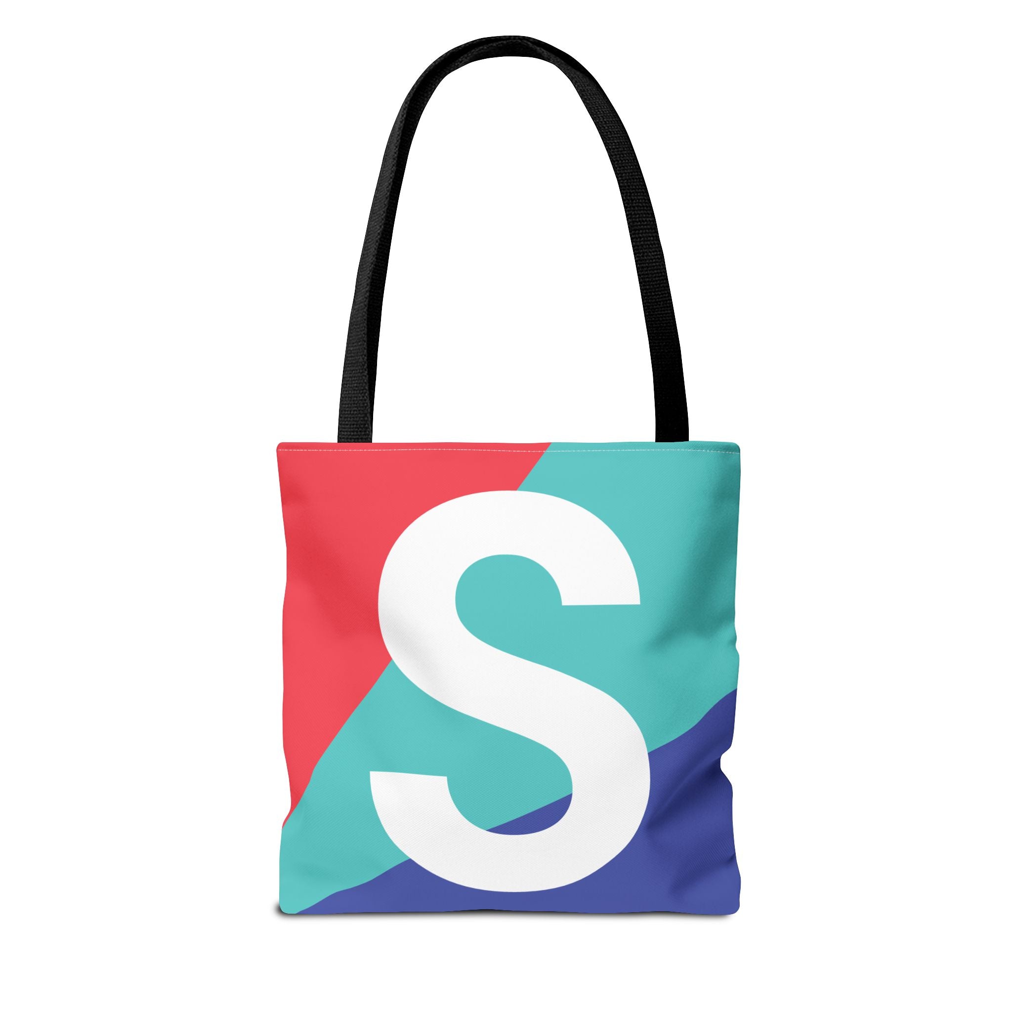 Monogram 'S' Colorblock Tote Bag — Personalized Initial S Shoulder Tote