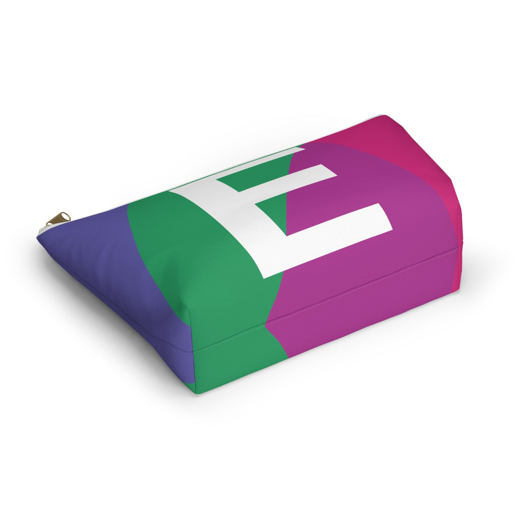Initials Colorblock Accessory Pouch — Monogram E T-Bottom Cosmetic Bag