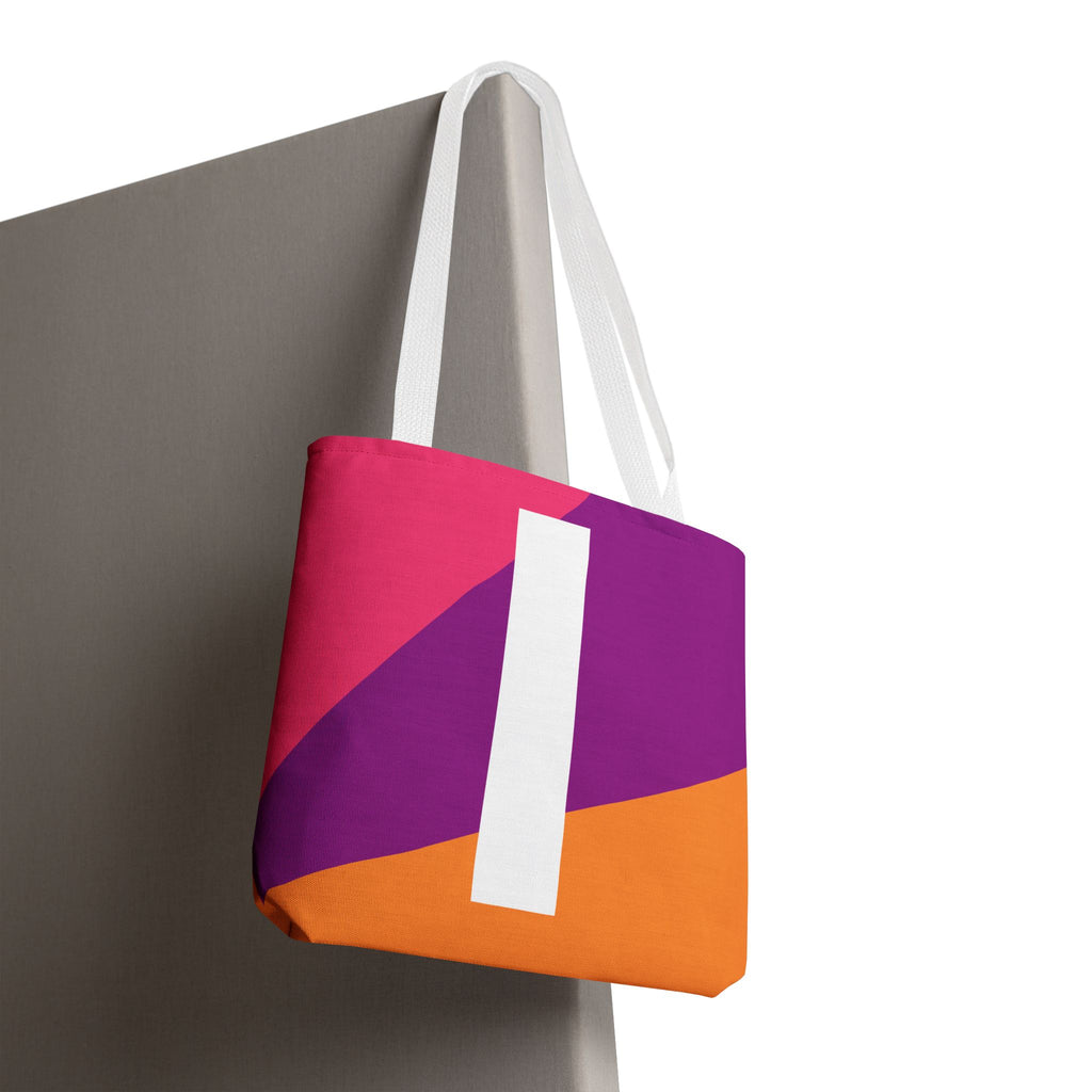 Monogram 'I' Colorblock Tote Bag — Personalized Initial I Shoulder Tote
