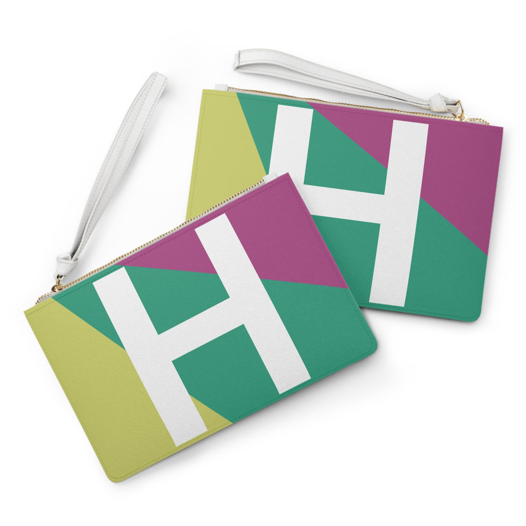 Monogram 'H' Colorblock Clutch Bag — Bold Geometric Wristlet for Everyday & Gifts