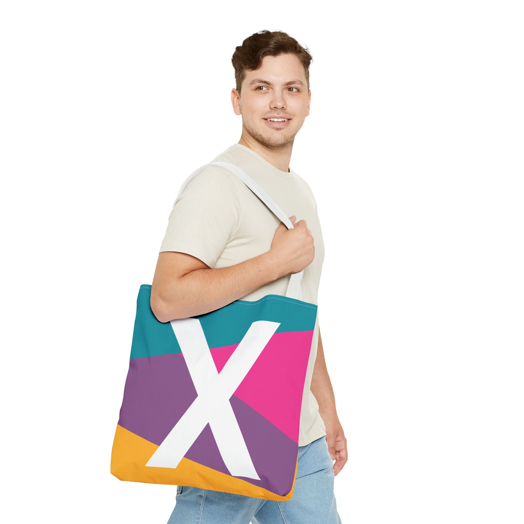 Monogram 'X' Colorblock Tote Bag — Personalized Initial X Shoulder Tote