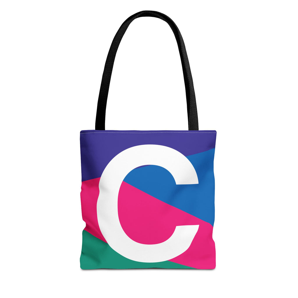 Monogram 'C' Colorblock Tote Bag — Personalized Initial C Shoulder Tote